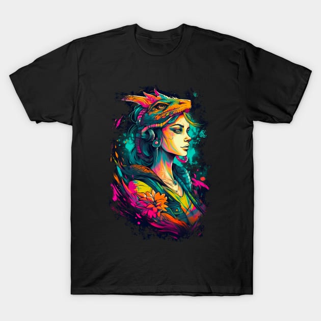 The Girl with the Dragon Headphones T-Shirt by NemfisArt